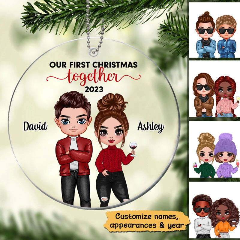 Doll Couple First Christmas Personalized Acrylic Ornament