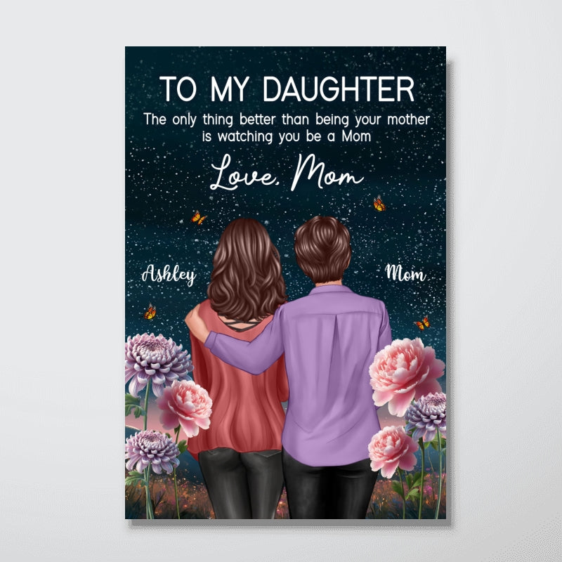 To My Daughter From Mom Happy Mother's Day Birth Flower Beautiful Hill At Night Personalized Poster
