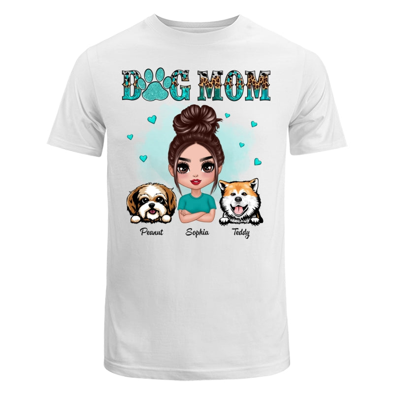 Teal And Leopard Pattern Dog Mom Personalized Shirt