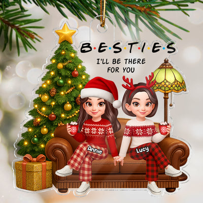 3D Effect Besties Forever Christmas Tree - Personalized Acrylic Ornament - Christmas Gift For Best Friends