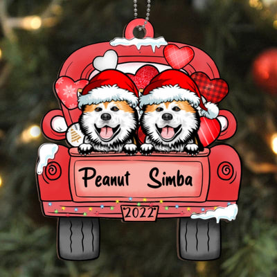 Dogs Christmas Pattern Personalized Wooden Ornament