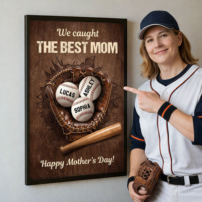 Happy Mother's Day Baseball Mom - Personalized Poster - Heartfelt Mother's Day Gift for Mom, Wife