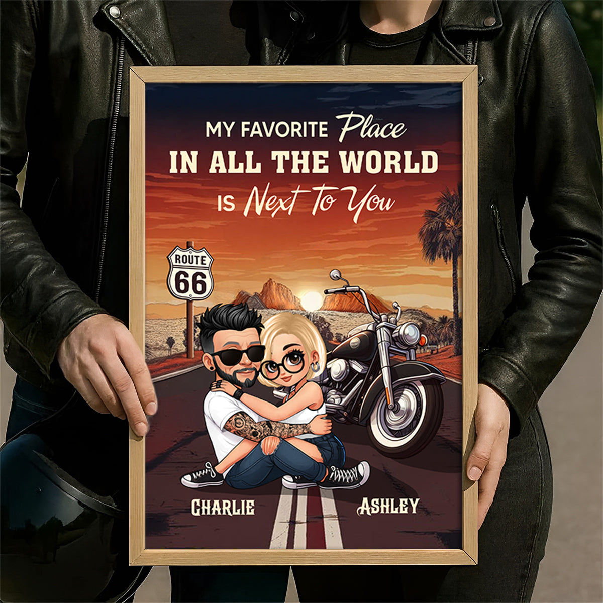 Bikers Couple Riding Partners for Life Personalized Poster, Gift for him, Gift for her