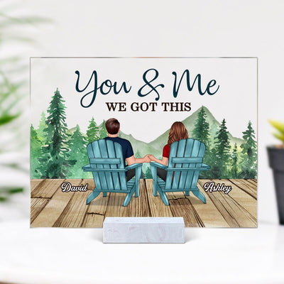 Forest Landscape Back View Couple Sitting Gift For Him For Her Personalized Acrylic Plaque