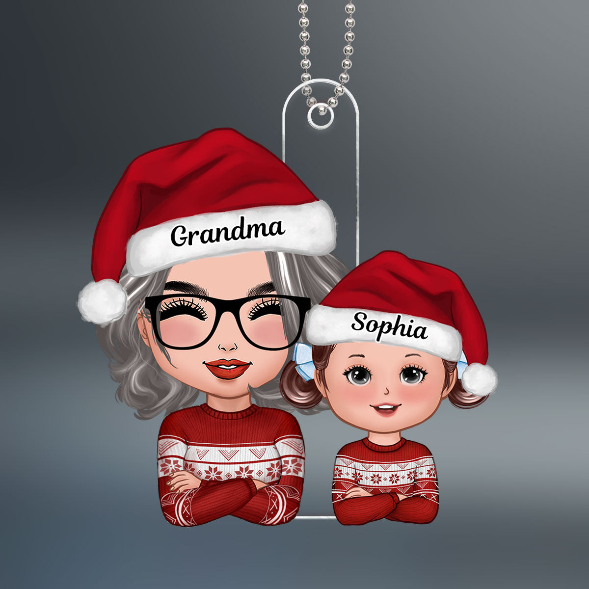 Cute Grandma Granddaughter Grandson Crossed Arms Personalized Acrylic Ornament