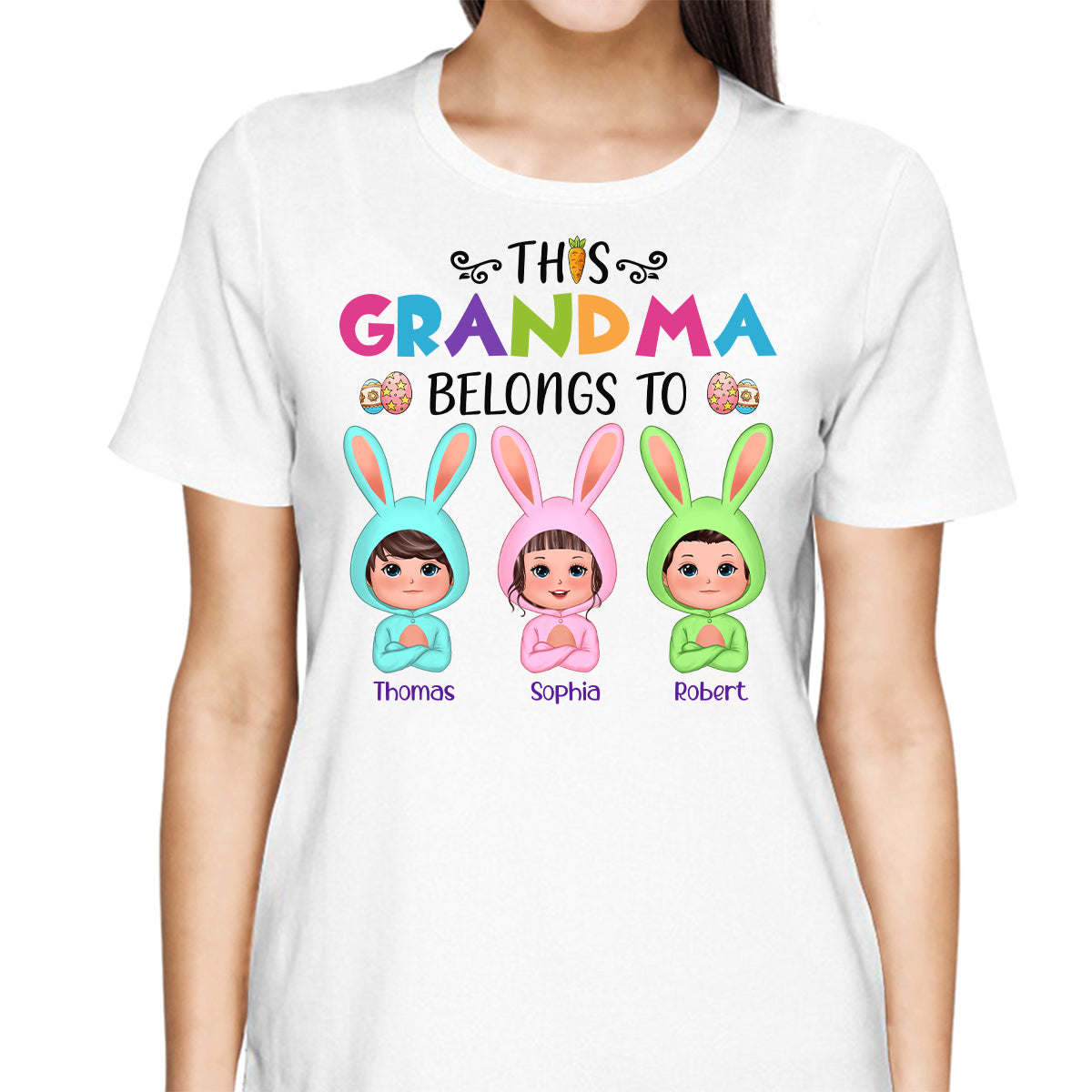 Easter This Grandma Belongs To Bunny Doll Kids Personalized Shirt