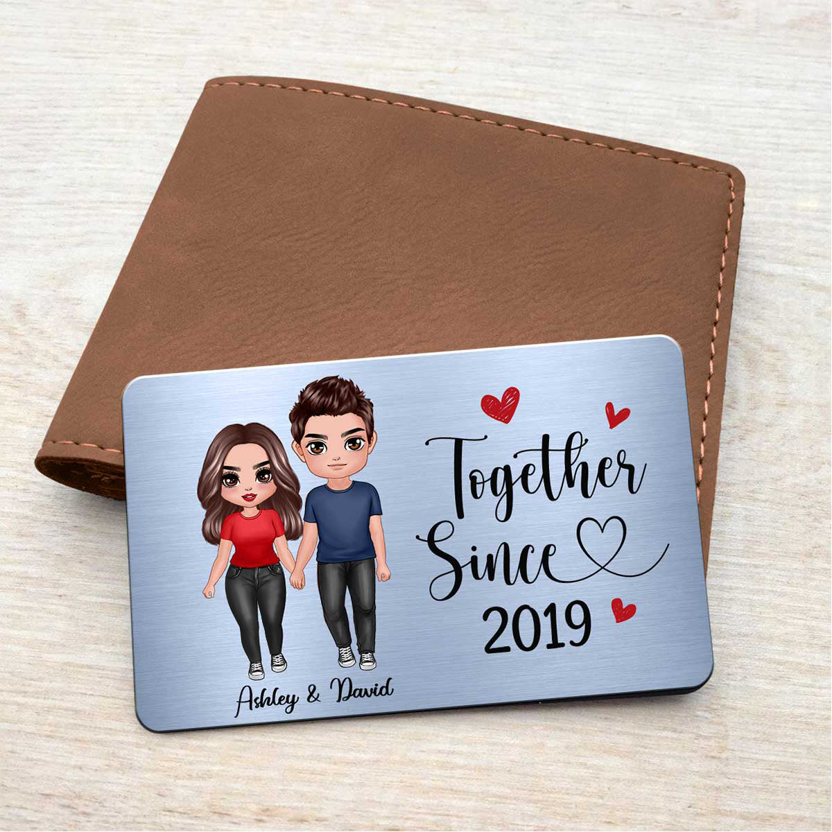 Couple Standing Together Since I Met You Wallet Keepsake Personalized Metal Wallet Card