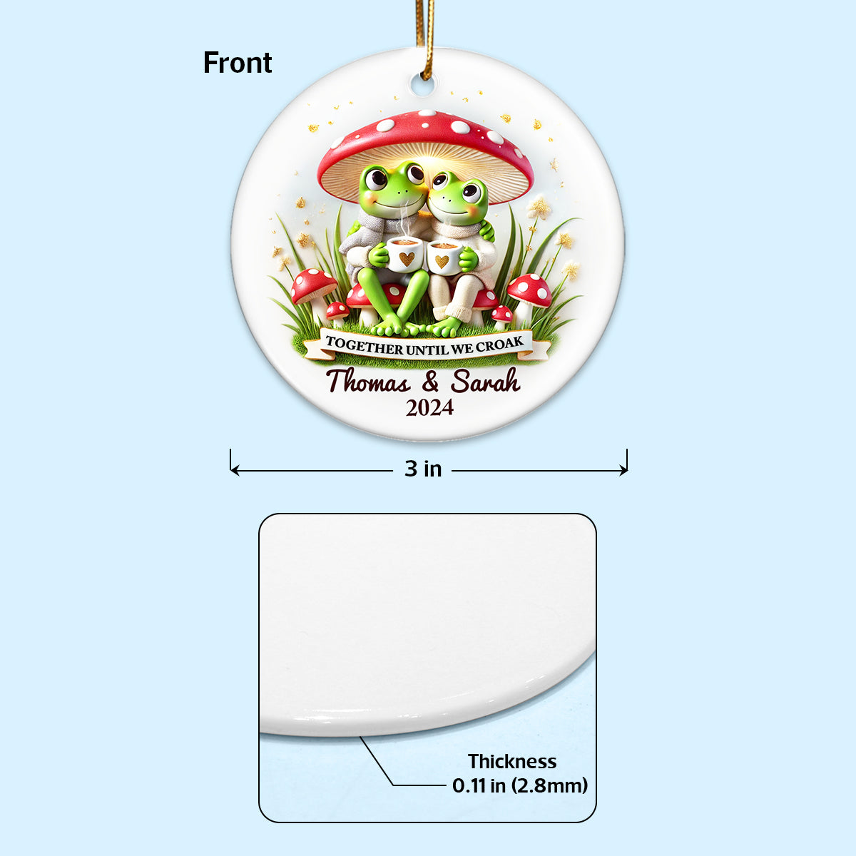 Together Until We Croak Couple Togetherness Keepsake 2D Flat Personalized Ceramic Ornament