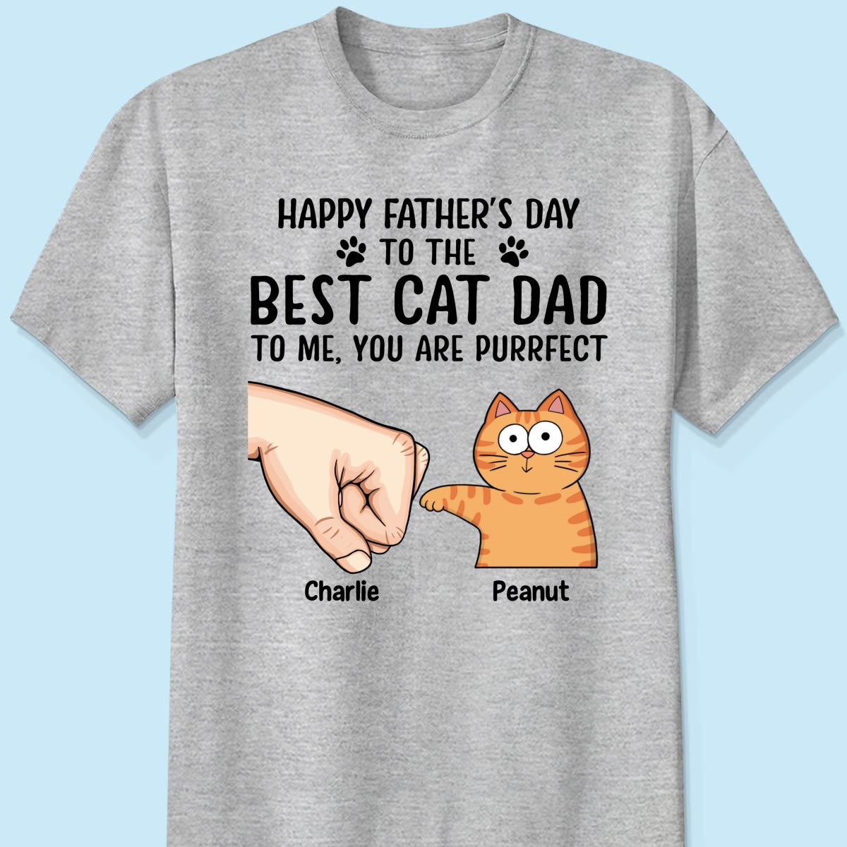 Happy Father‘s Day To The Best Cat Dad Personalized Shirt, Father's Day Gift For Cat Dad, Husband, Boyfriend