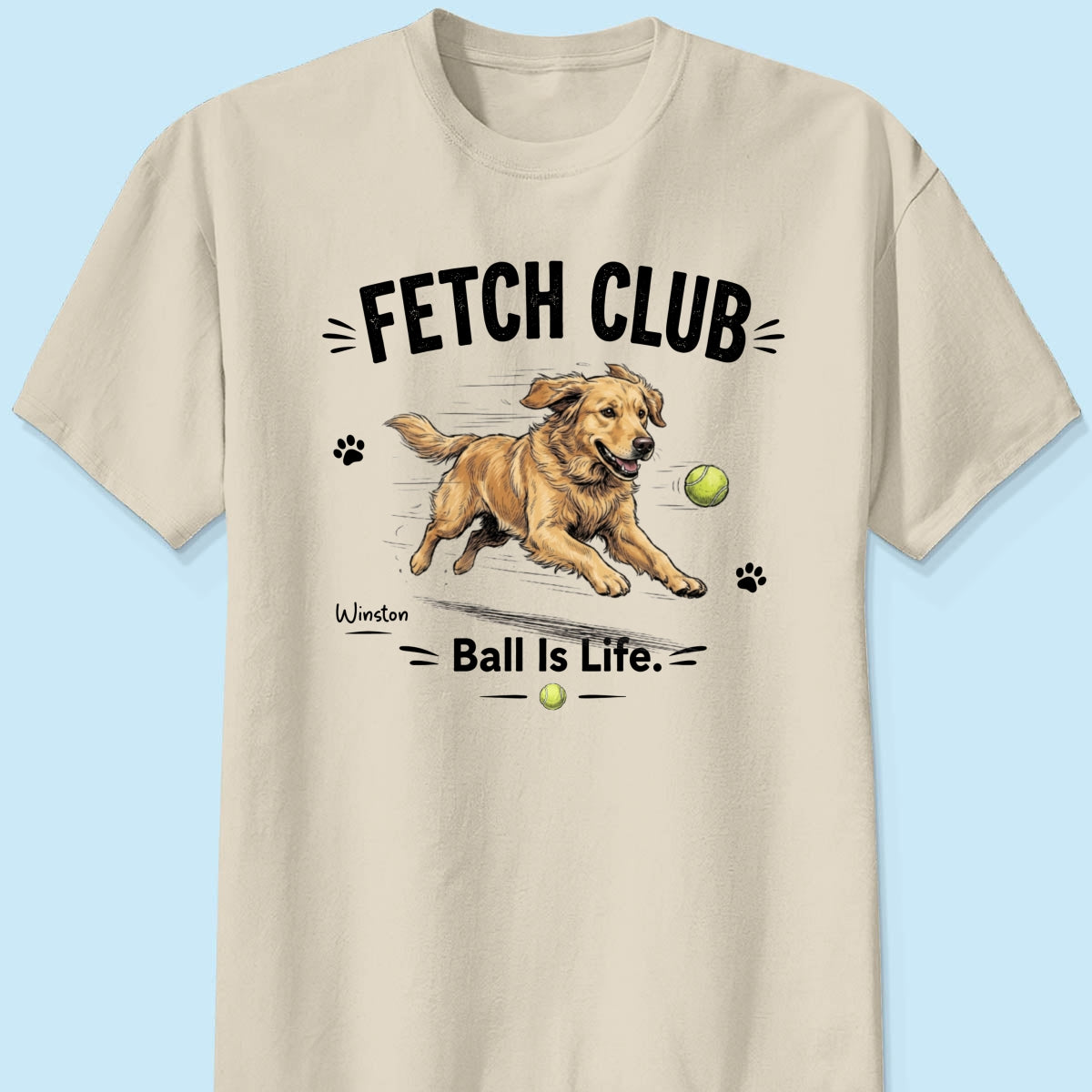Ball Is Life Funny Dog Art Chasing Tennis Ball From Your Dog Photo - Personalized Shirt - Funny Gift For Dog Lover
