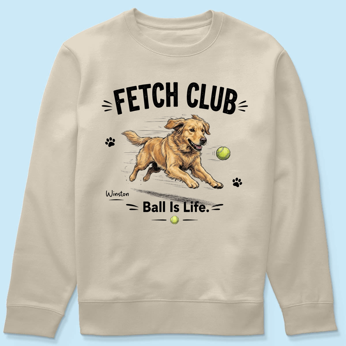 Ball Is Life Funny Dog Art Chasing Tennis Ball From Your Dog Photo - Personalized Shirt - Funny Gift For Dog Lover