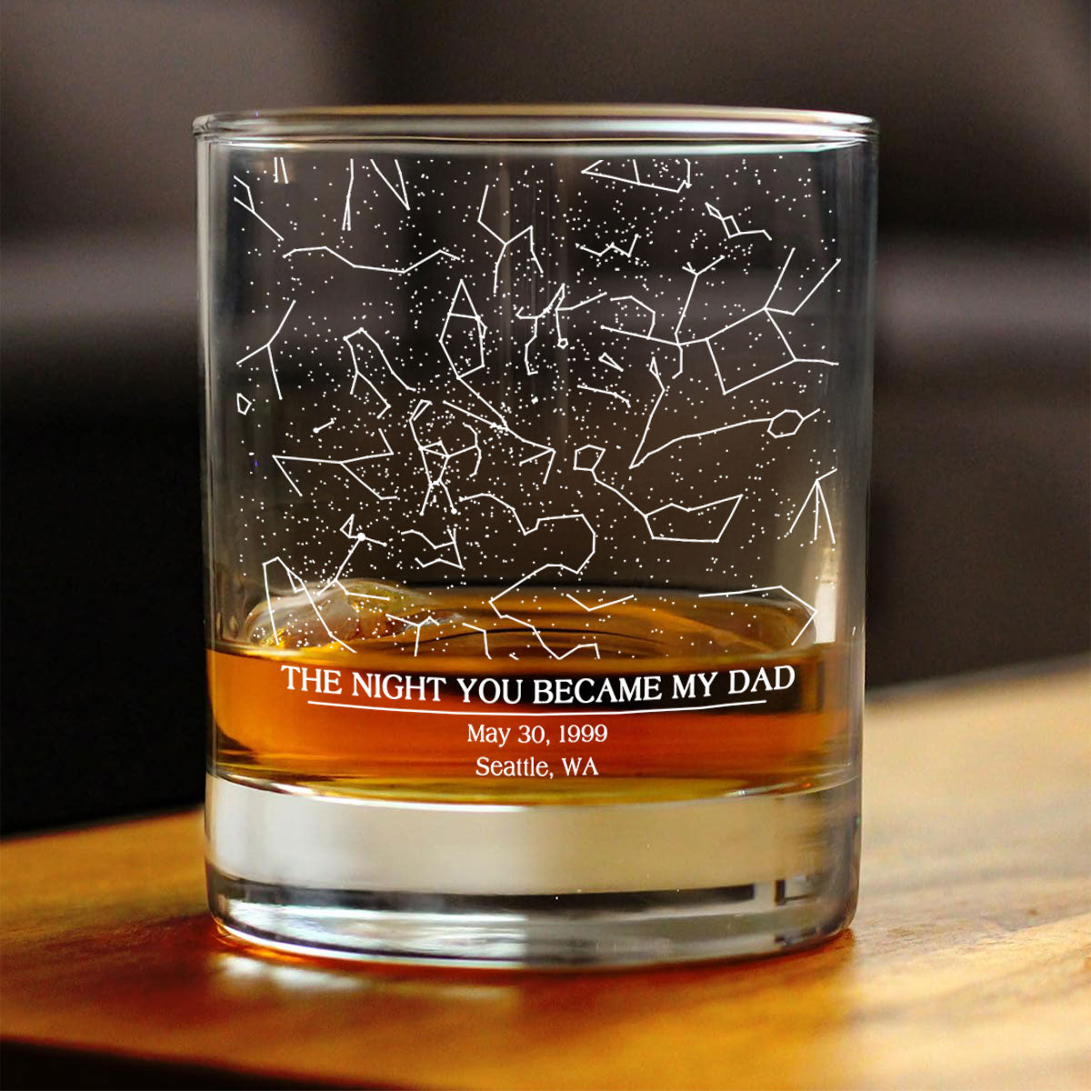 The Day You Became My Dad Custom Star Map by Date Personalized Wine Glass, Father's Day Gift for Dad, Gift for Husband