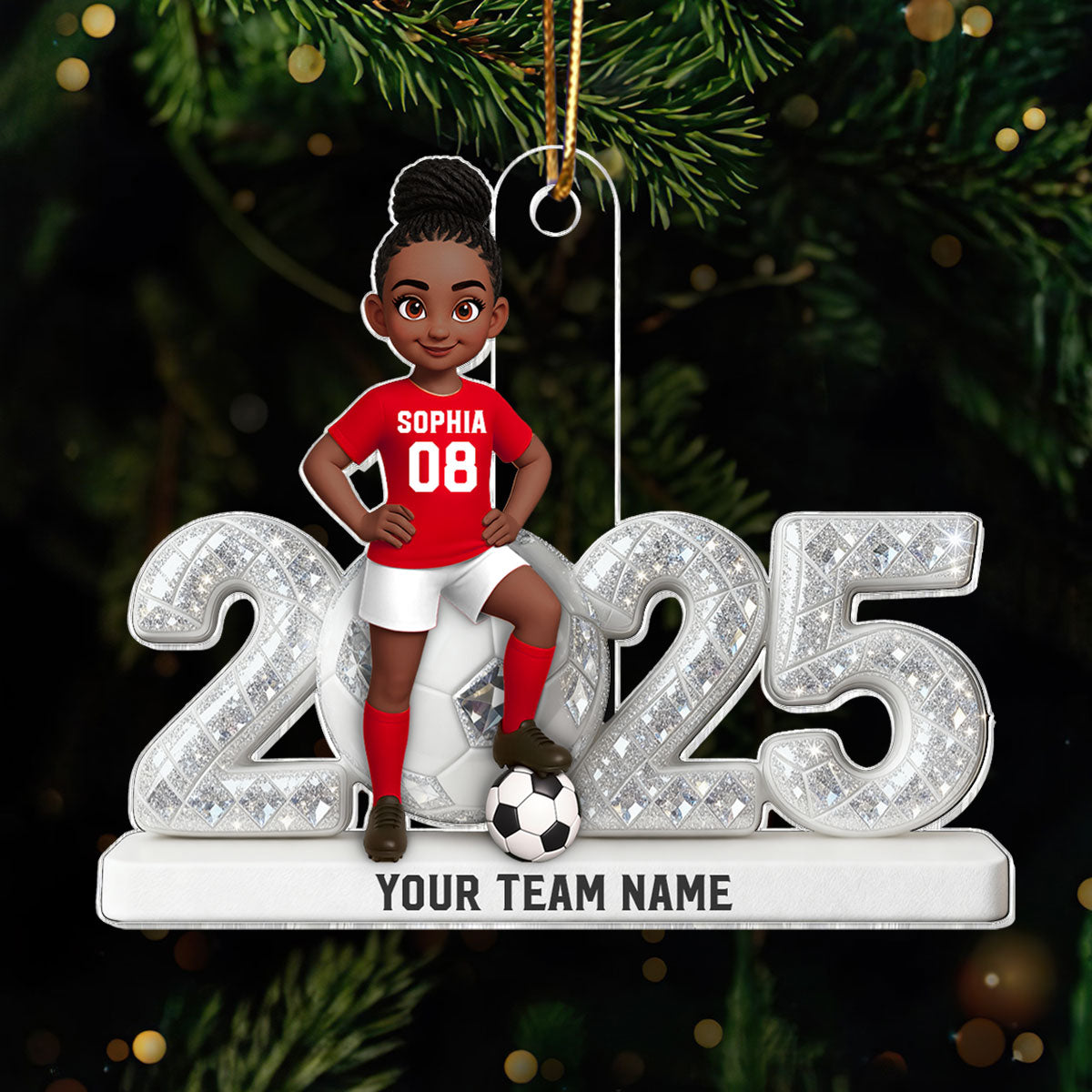 3D Shining Effect Christmas Soccer Player - Personalized Acrylic Ornament - Christmas Gift For Soccer Players