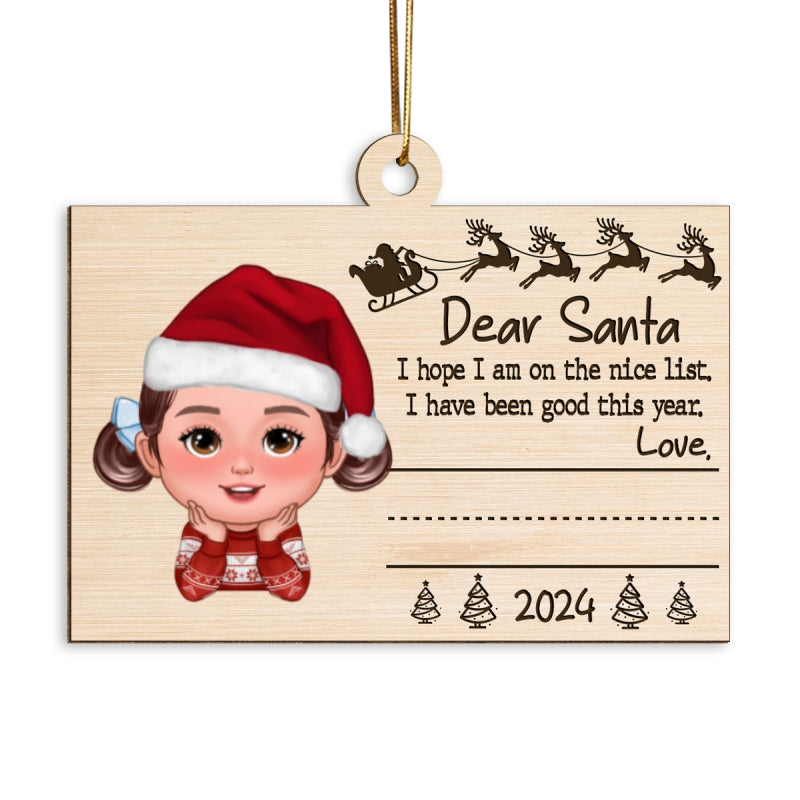 Dear Santa From Kid Christmas Personalized Wooden Ornament, Child's Handwriting, Sign Your Own Name