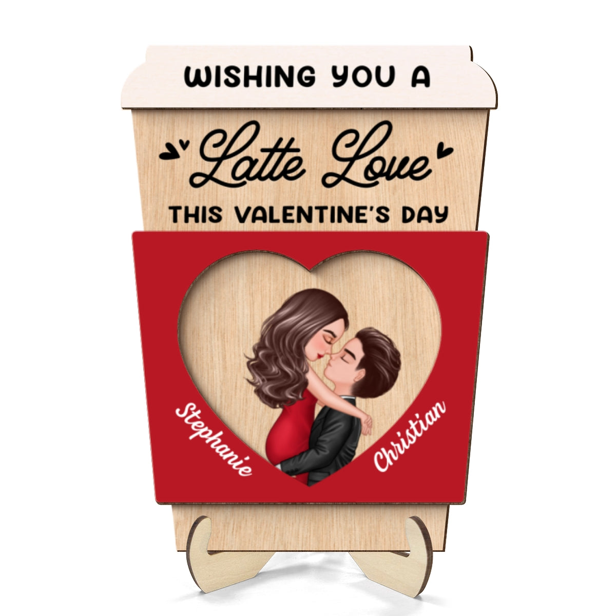 Wishing You A Latte Love  Gift For Him Gift For Her Personalized 2-layer Wooden Plaque