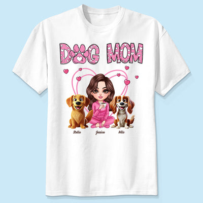 Pink Dog Mom Funny Cartoon Dog Personalized Shirt,  Gift For Dog Lovers, Dog Moms