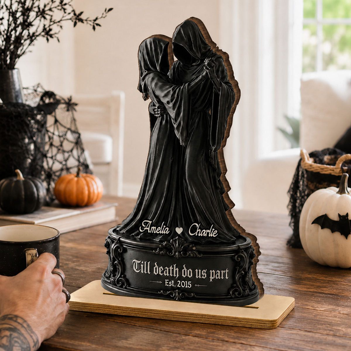 The Last Dance Grim Couple - Personalized 2-Layered Wooden Plaque - Halloween Decor For Couple