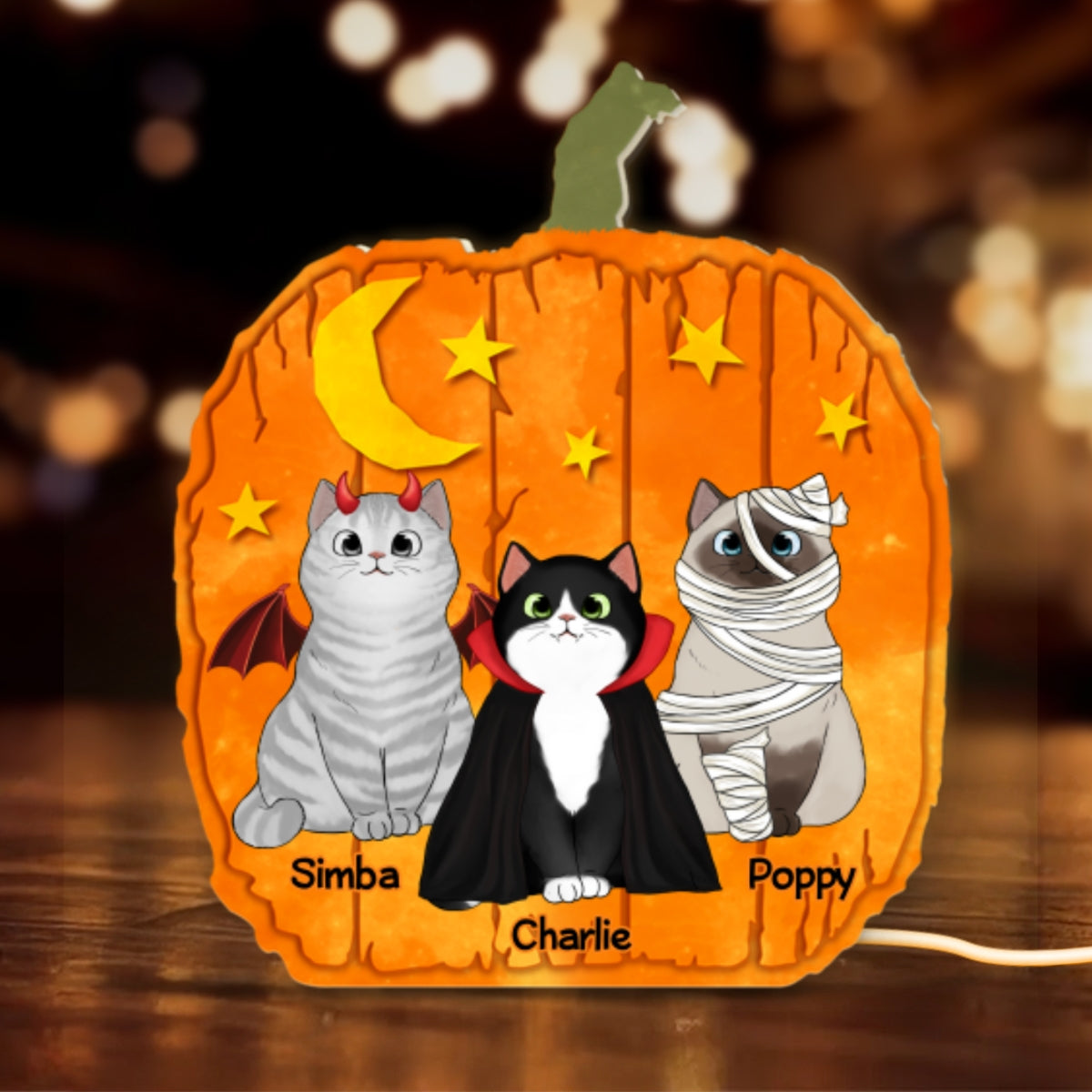 Halloween Cat Pumpkin Shaped Personalized Light Box