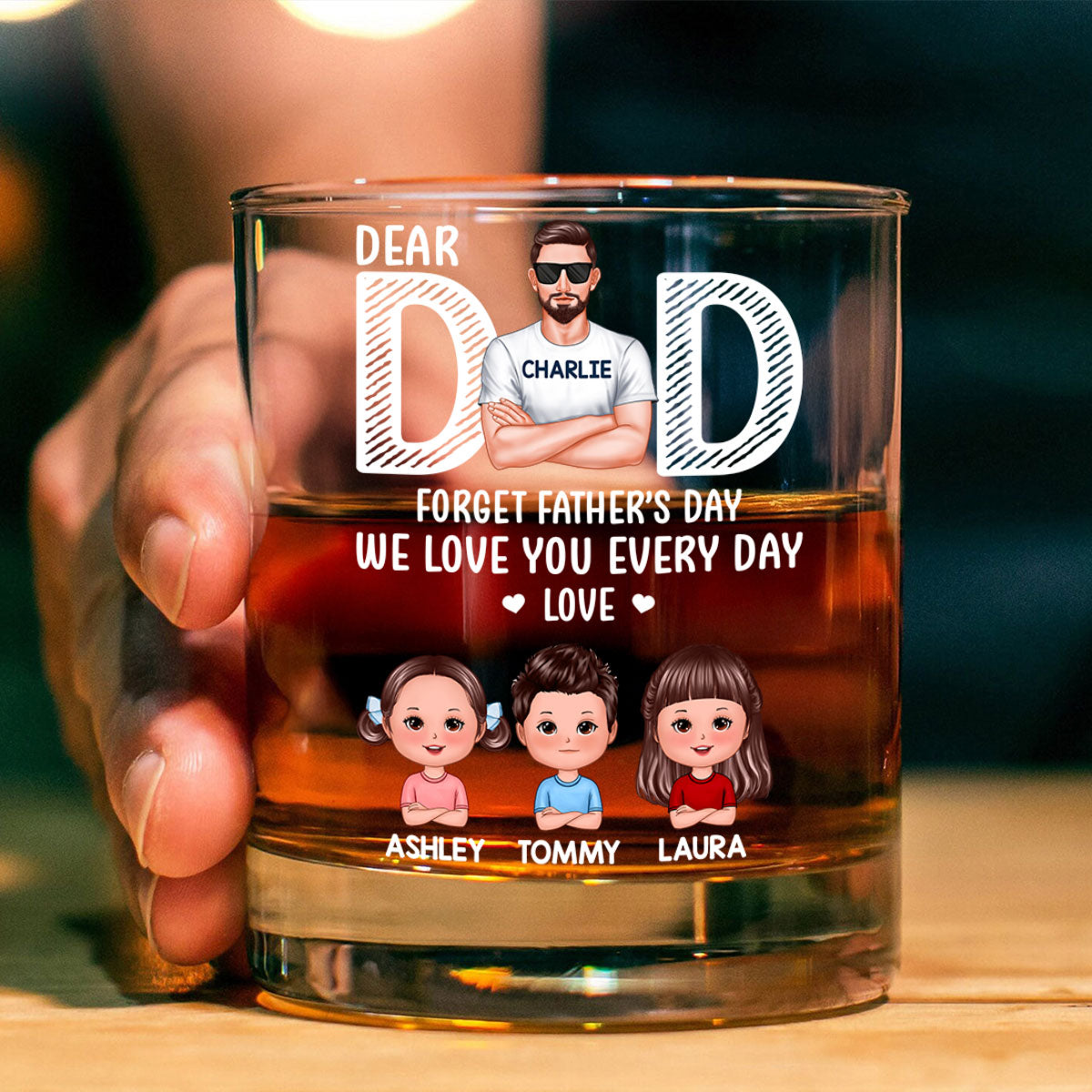 Dad Forget Father's Day We Love You Everyday Personalized Wine Glass, Father's Day Gift for Dads
