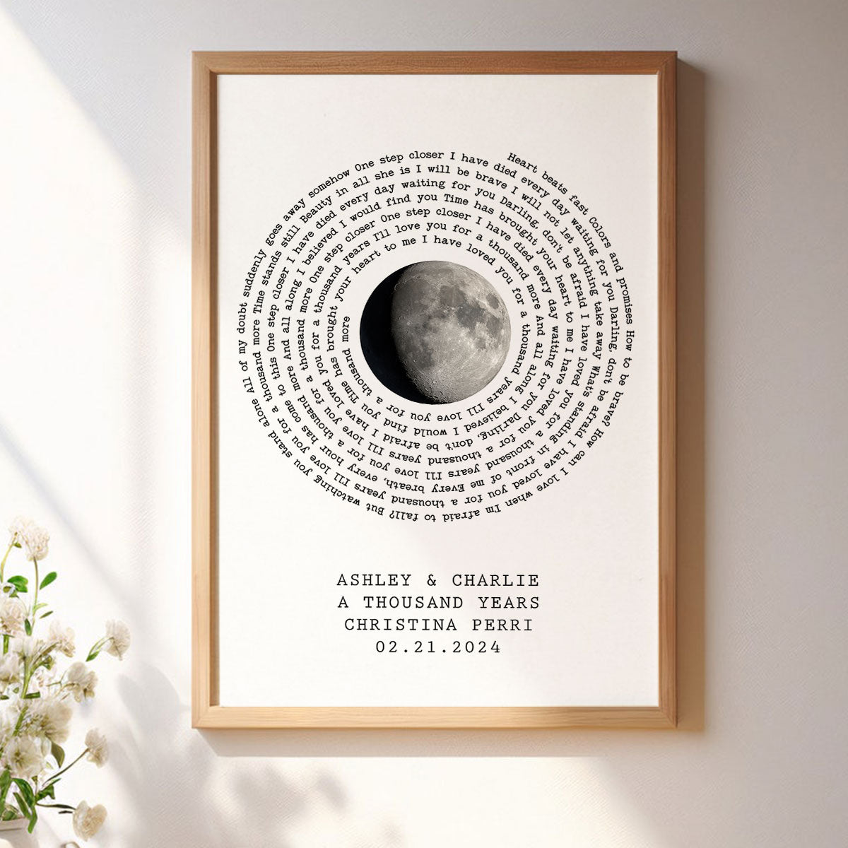 Couple Custom Moon Phase Anniversary Date Favorite Song Lyrics Vinyl Record Personalized Poster, Anniversary Gift, Wedding Gift For Couple