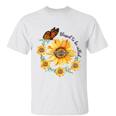 Blessed To Be Called Grandma Mom Circle Sunflowers Personalized Shirt