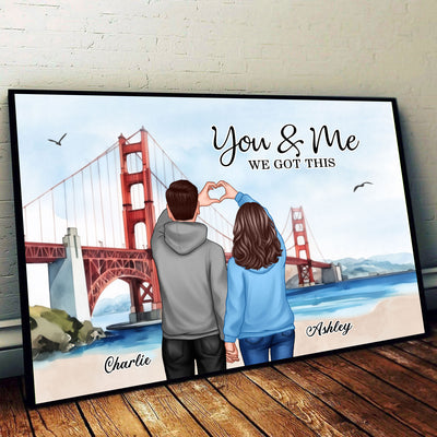 Personalized Couple Bridge Landscape Poster,  Gift, Anniversary Gift for Couples