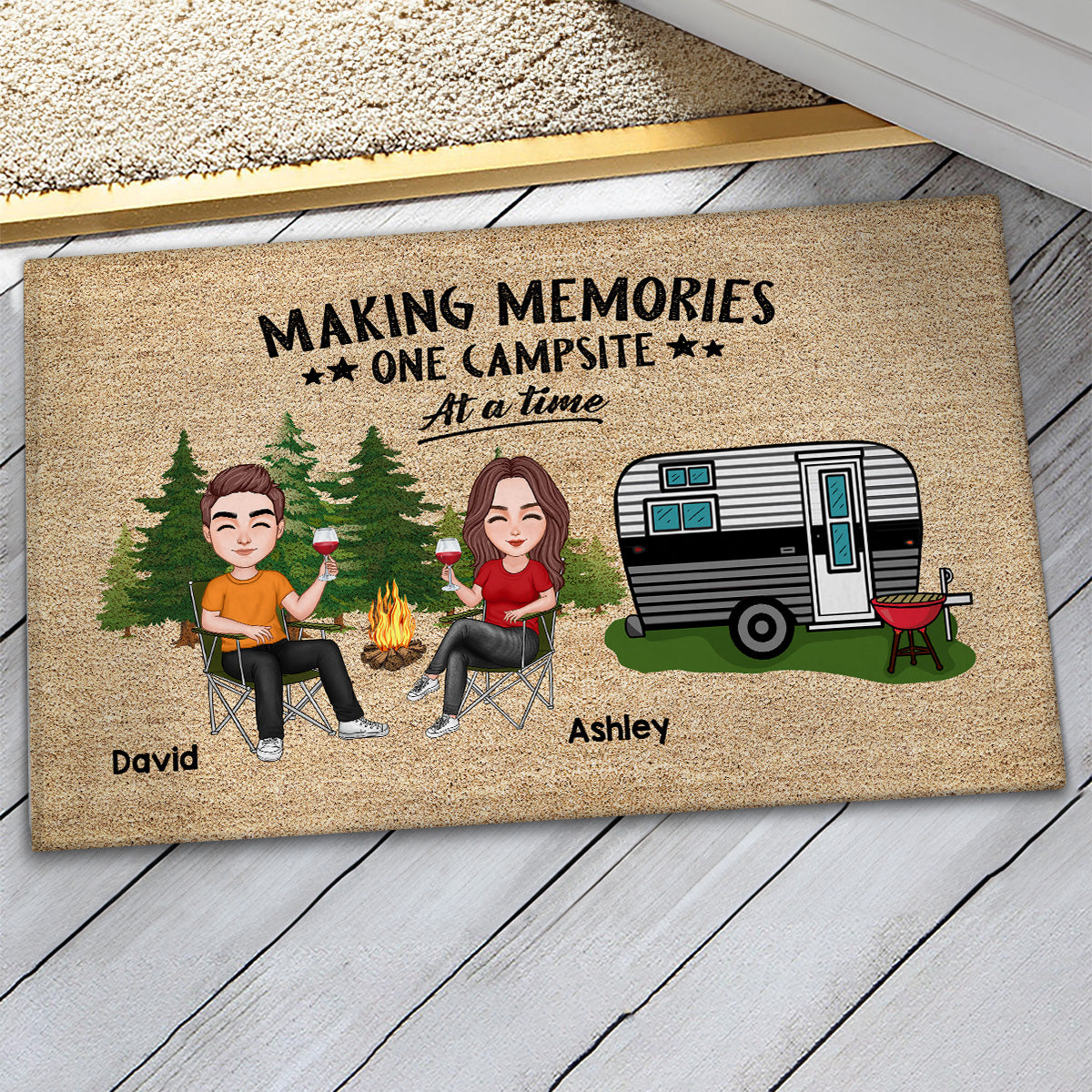Couple Camping Personalized Doormat