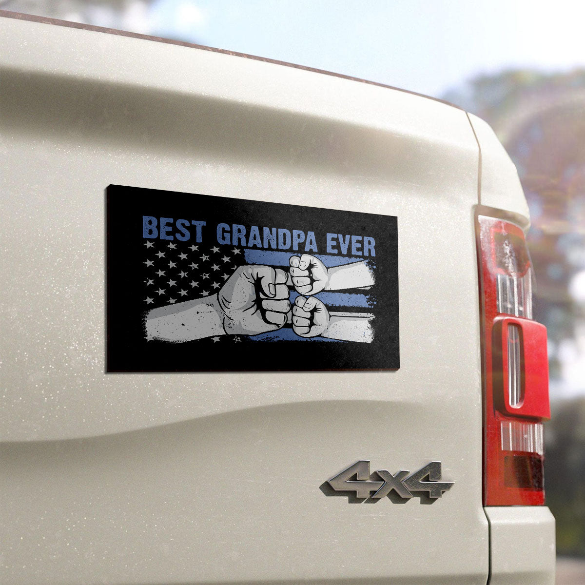 Grandpa Fist Bump Nation Flag Personalized Car Magnet, Gift For Grandpa