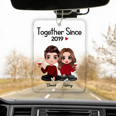 Doll Couple Sitting Together Since Personalized Acrylic Ornament - Anniversary Gift For Couple - Gift For Him, Gift For Her