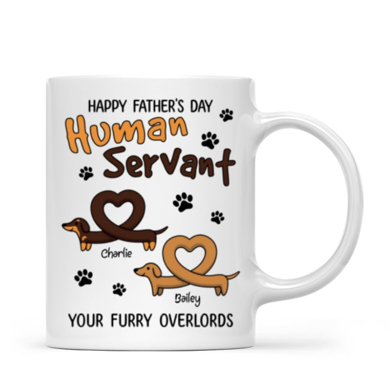 Happy Mother's Day Father's Day Human Servant Dachshund Hearts Personalized Mug