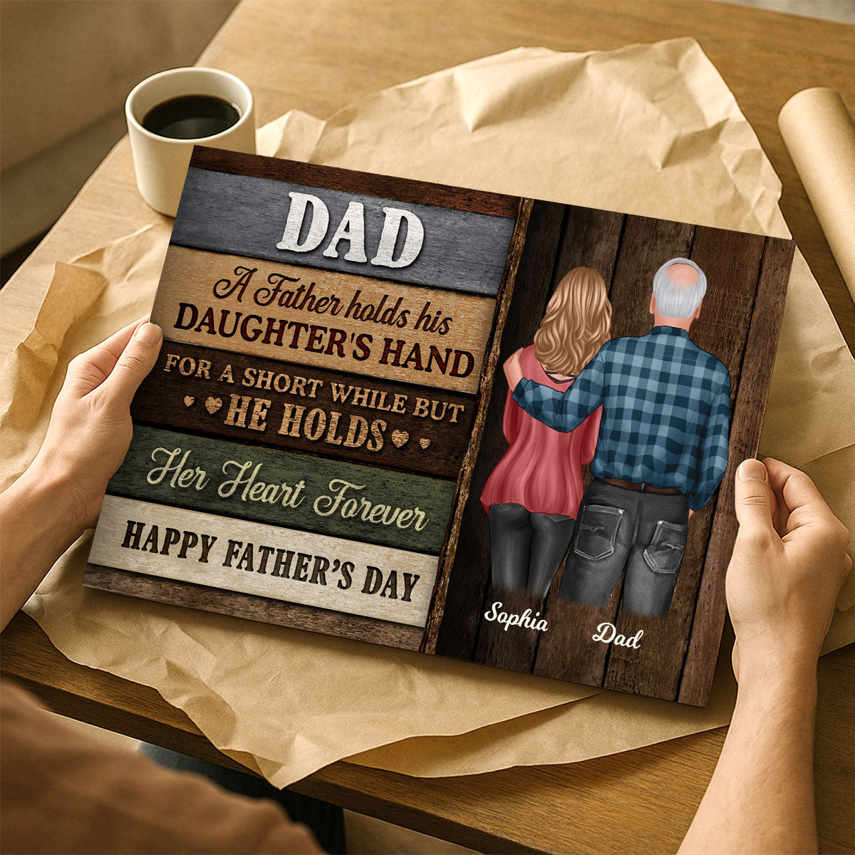 Colored Wood Pallets Texture To Dad From Daughter Son Personalized Poster| Heartfelt Father's Day Gift For Dad