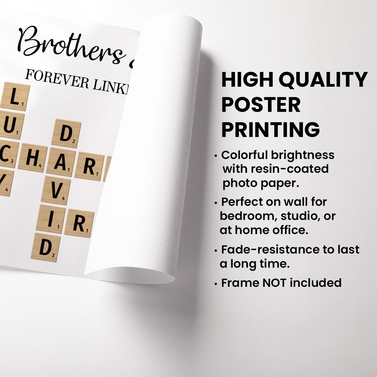 Brothers & Sisters Forever Linked Together Crossword Puzzle Art Personalized Poster, Gift For Brothers, Sisters, Siblings, Family
