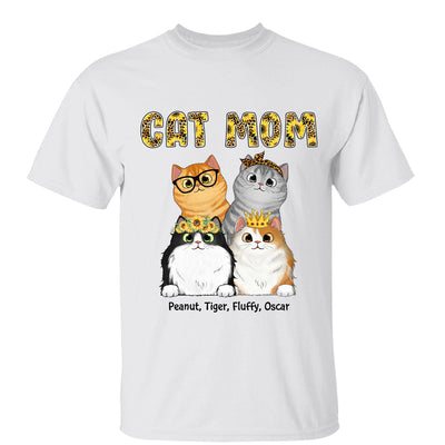 Sunflower Leopard Pattern Cat Mom Personalized Shirt