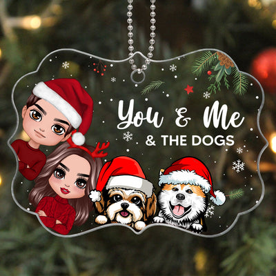 You Me & The Dogs Peeking Christmas Personalized Acrylic Ornament