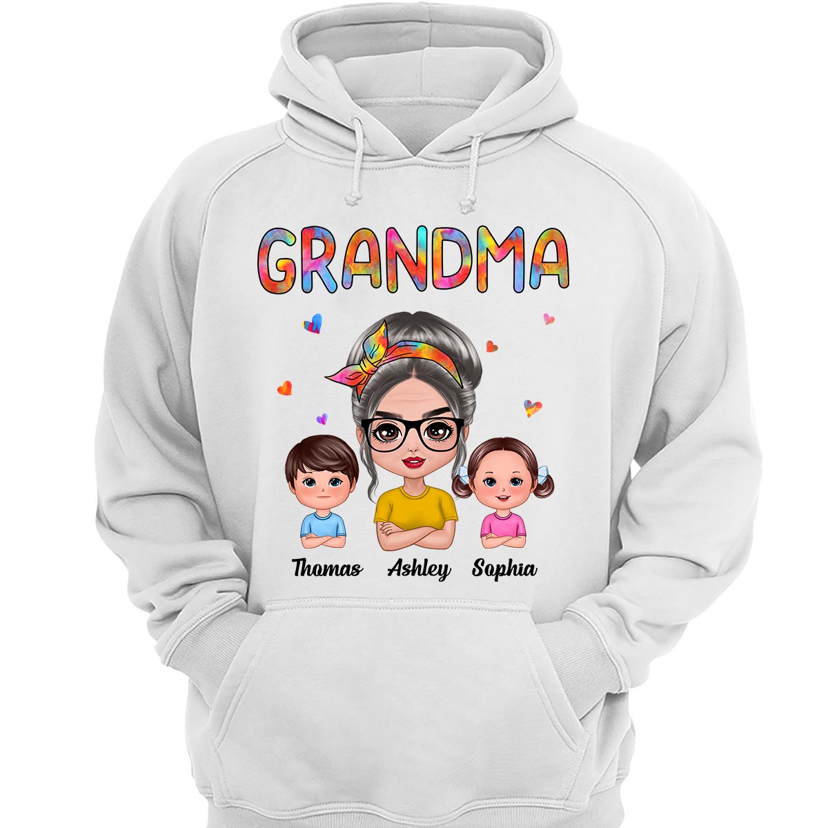 Colorful Pattern Grandma And Grandkids Personalized Shirt