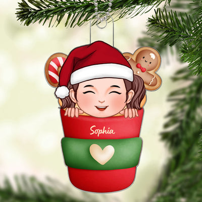 Christmas Hot Cocoa Gift For Kids Grandkids Personalized Acrylic Ornament