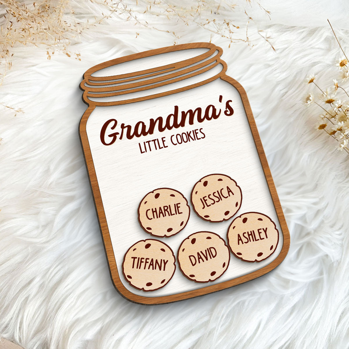 Grandma Mom Cookies Jar Gift Personalized 2-layer Wooden Plaque