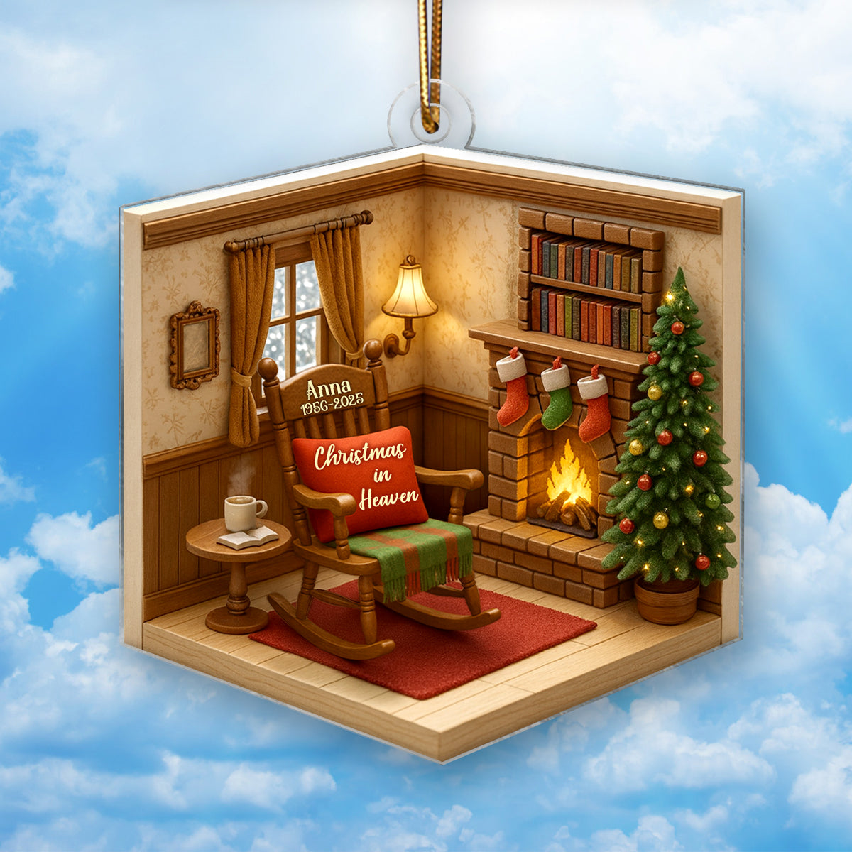 Interior 3D House Personalized Acrylic Ornament, Memorial Christmas Ornament For Grandma/Grandpa, For Mom/Dad