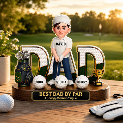 Golf Dad Legend Best Dad By Par - Personalized Acrylic Block Plaque - Father's Day Gift For Dad, Husband, Golfers
