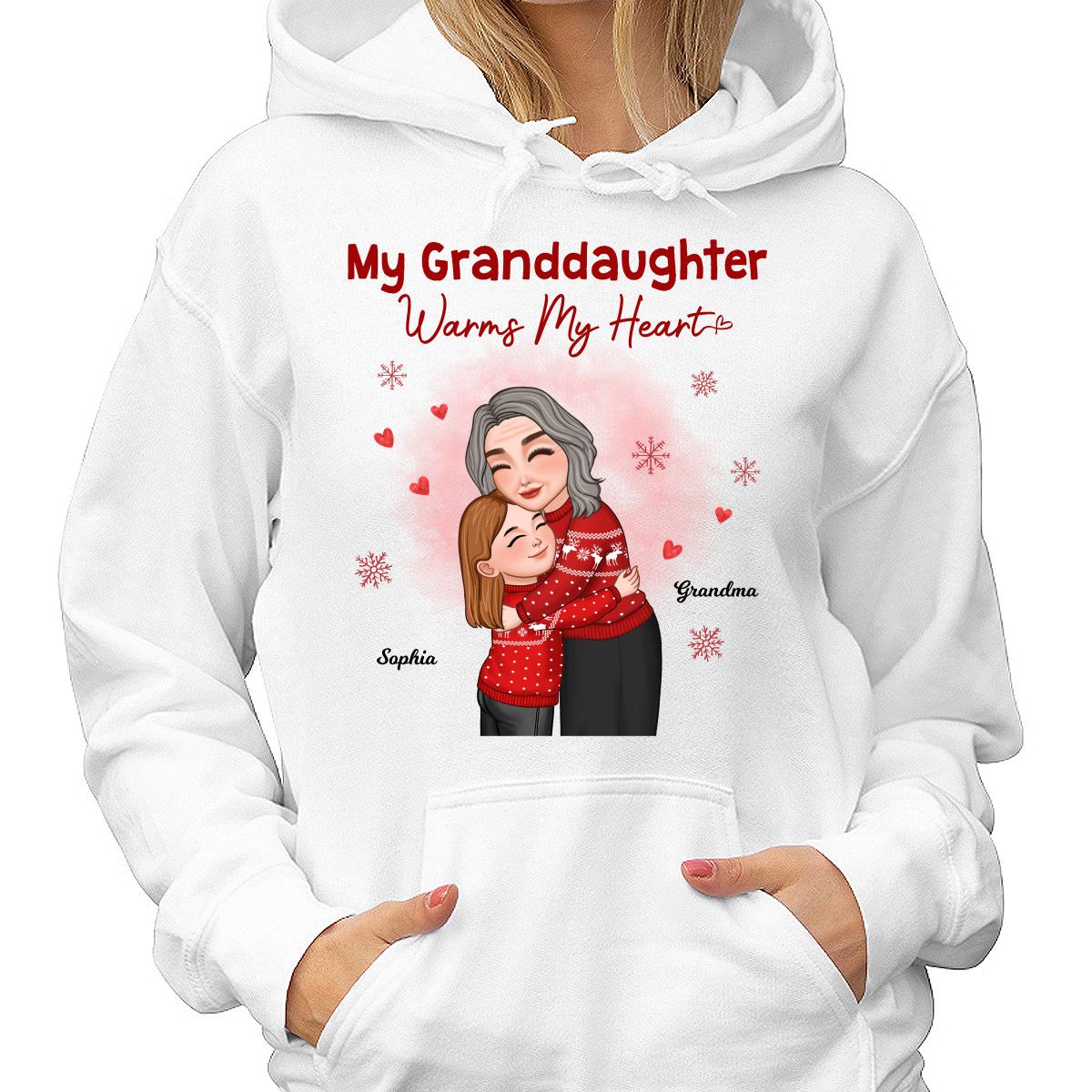 My Granddaughter Grandson Warms My Heart Grandma Grandkid Hugging Personalized Shirt