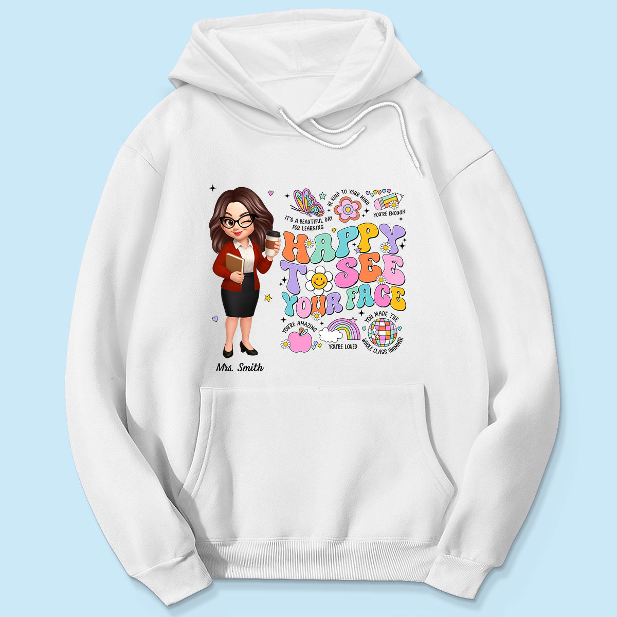 Happy To See Your Face Groovy Retro Persomalized Shirt, Back To School Shirt For Teachers