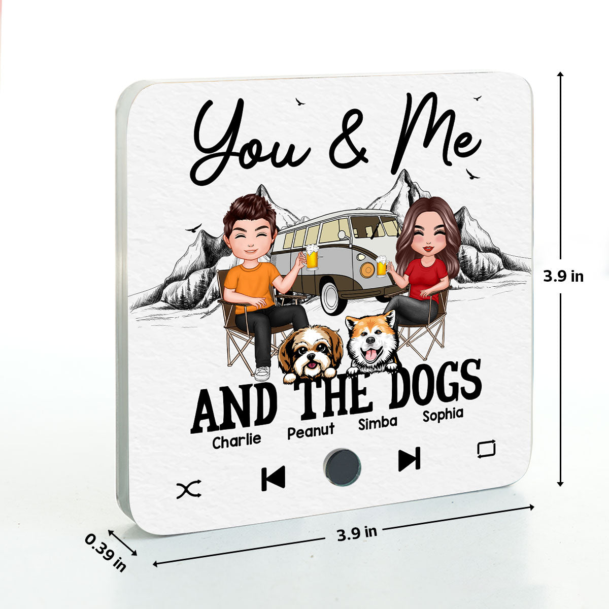 You Me & The Dogs Camping Couple  Gift For Camping Lover Personalized Music Fridge Magnet