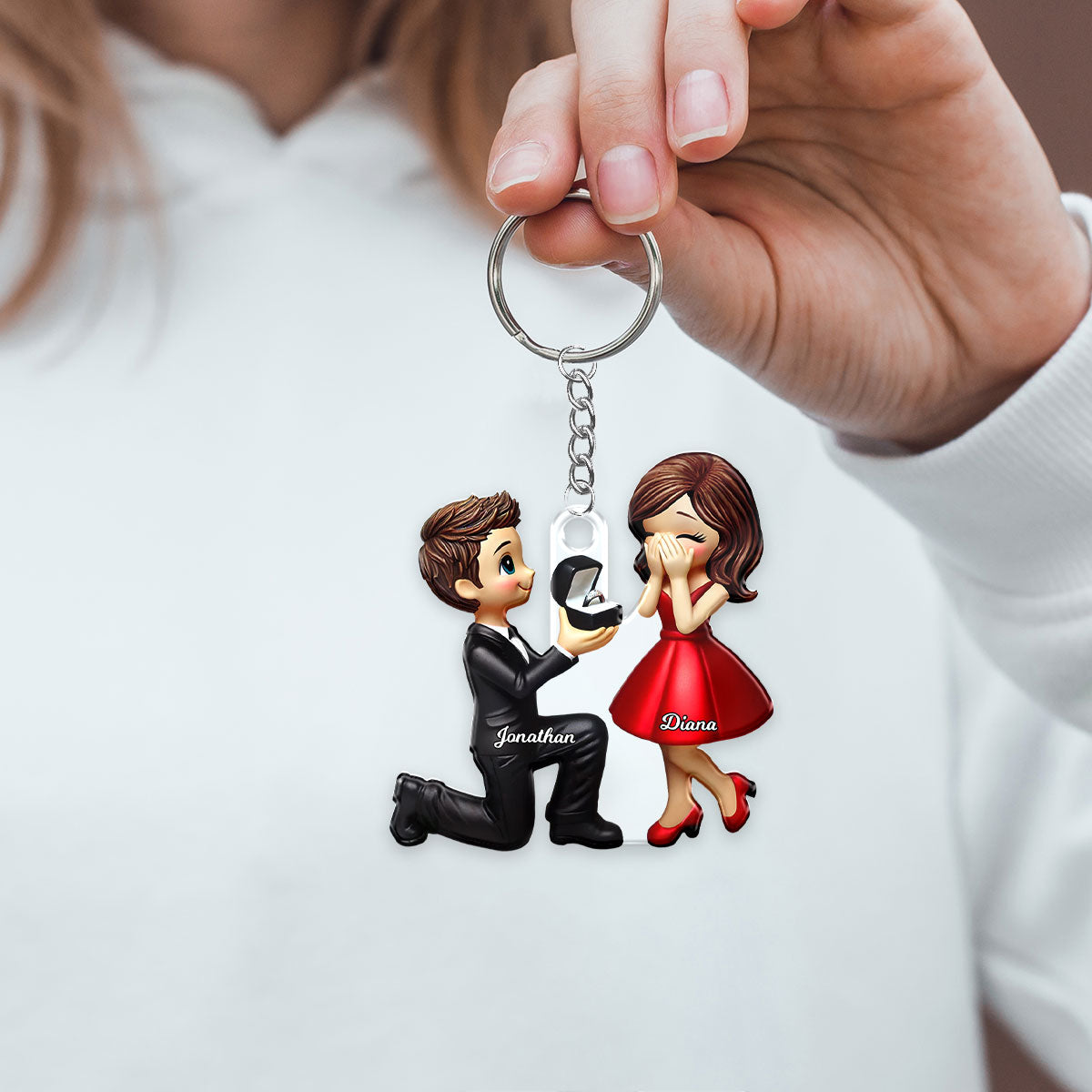 Personalized Newly Engaged Gift, She Said Yes Acrylic Flat Keychain, Custom Just Engaged  Gifts for Couples