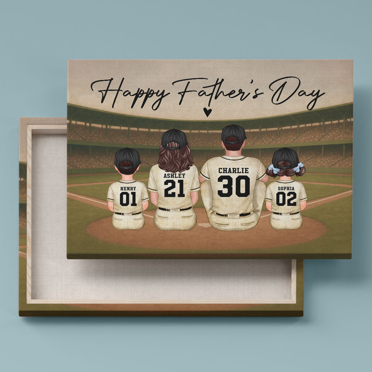 Retro Vintage Baseball Daddy's Dream Team Personalized Wrapped Canvas| Heartfelt Birthday Gift For Dad