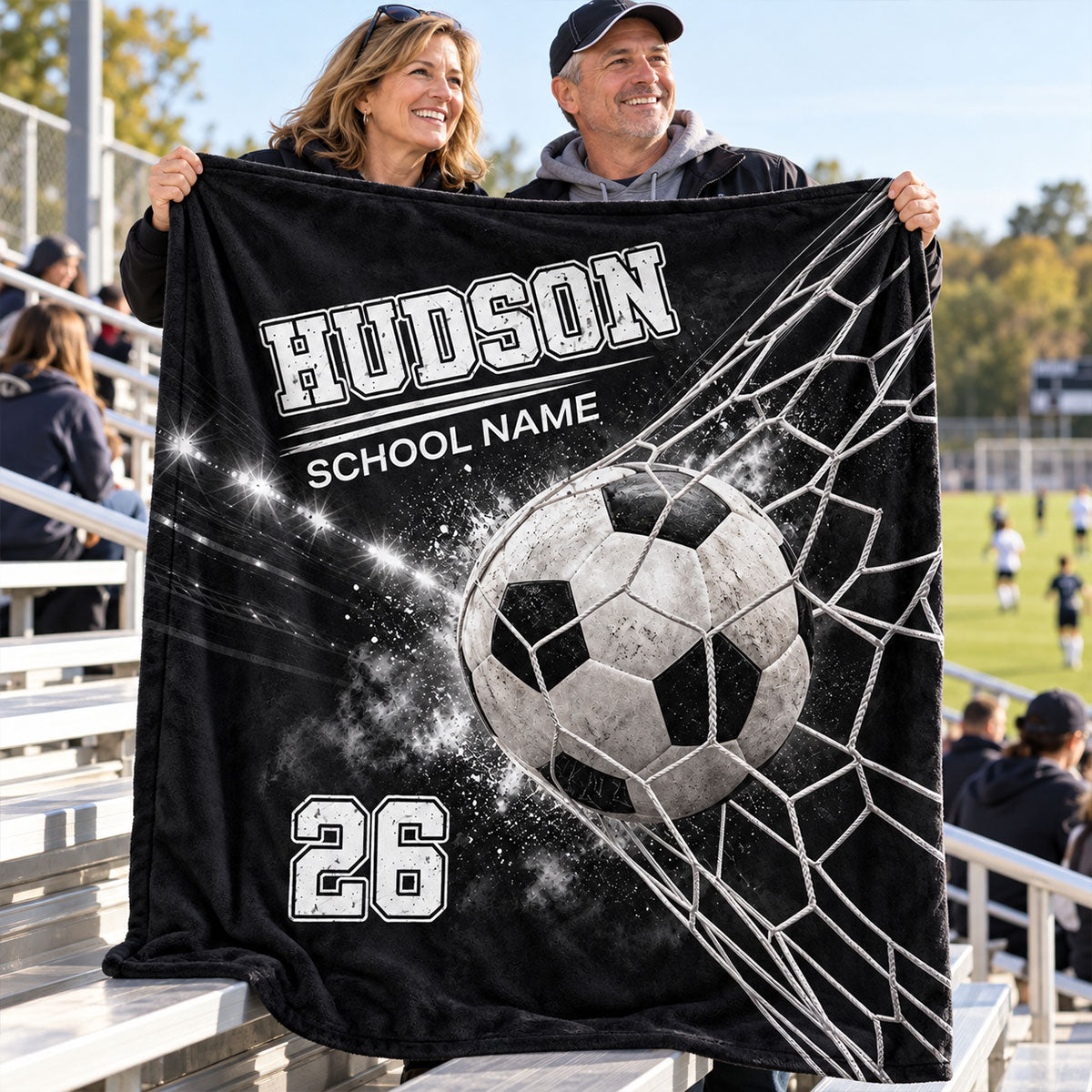 Soccer Goal Net - Personalized Fleece Blanket - Custom Player Name & Jersey Number