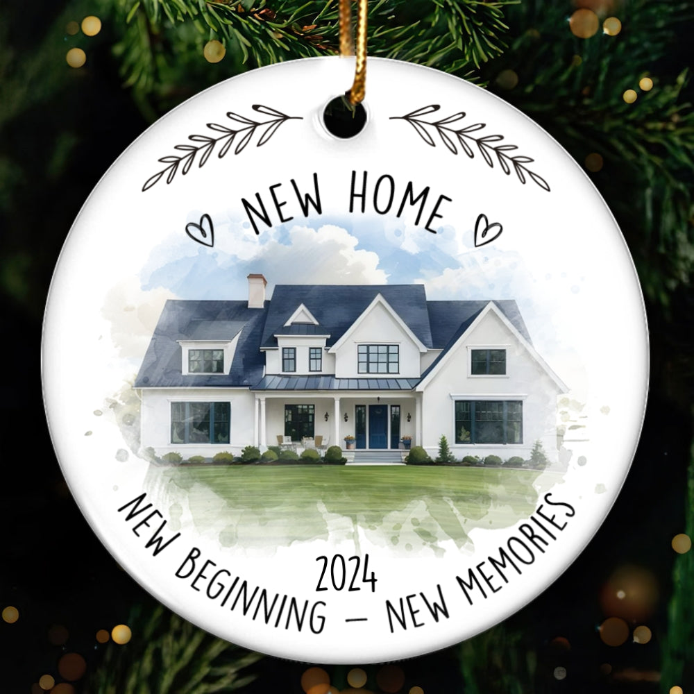 New Home New House New Beginning Photo Inserted Housewarming Gift Personalized Ceramic Ornament