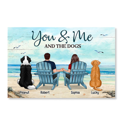 Back View Couple You Me The Dogs Cats Beach Landscape Personalized Horizontal Poster