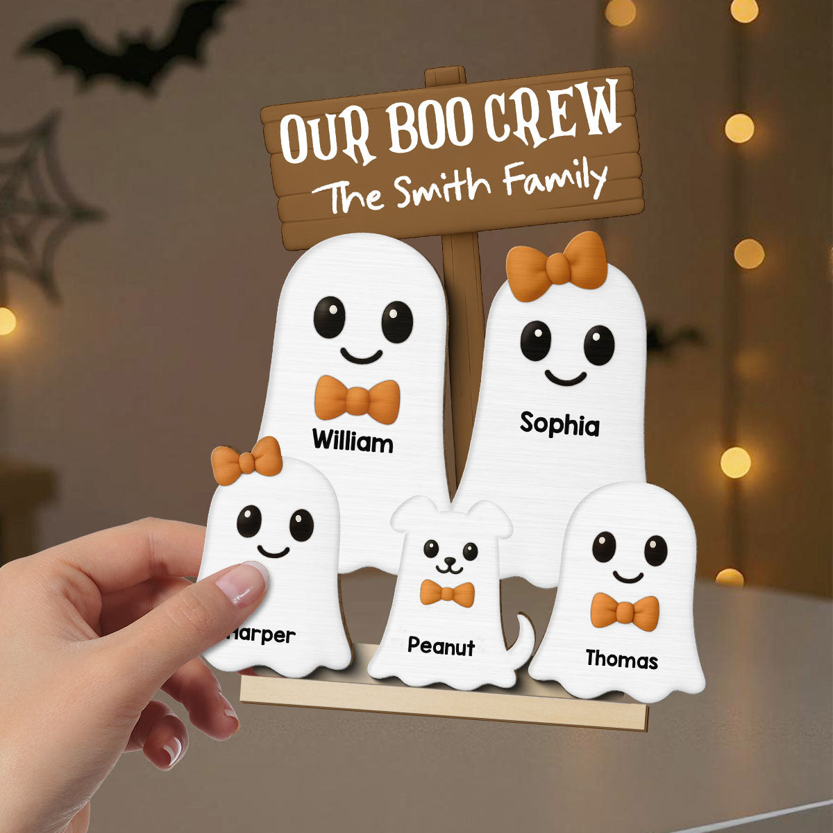 Halloween Boo Family - Personalized 2-Layered Wooden Plaque