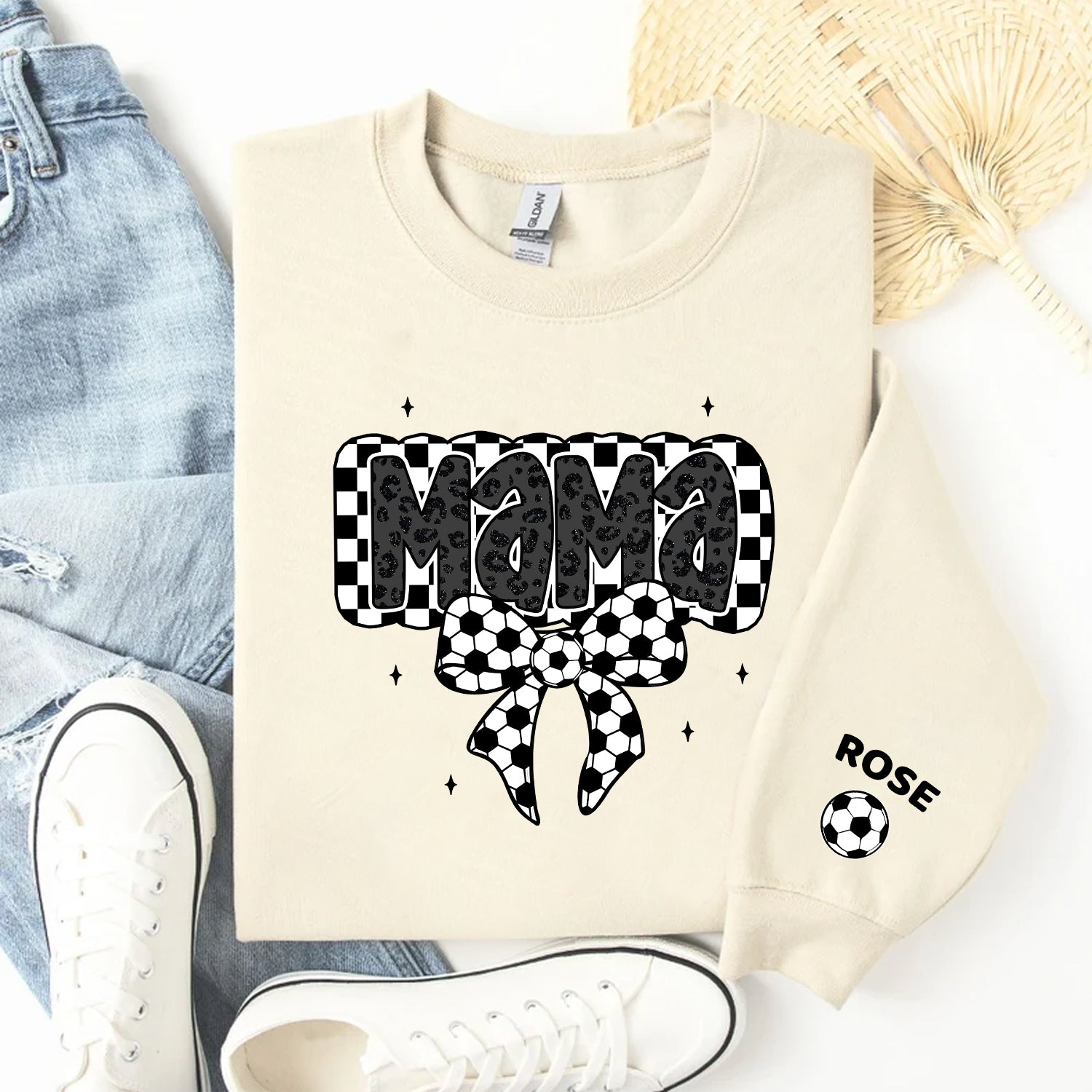 Retro Soccer Coquette Mama Personalized Sweatshirt, Perfect 2025 Gift For Soccer Lover, For Soccer Mom, For Soccer Wife
