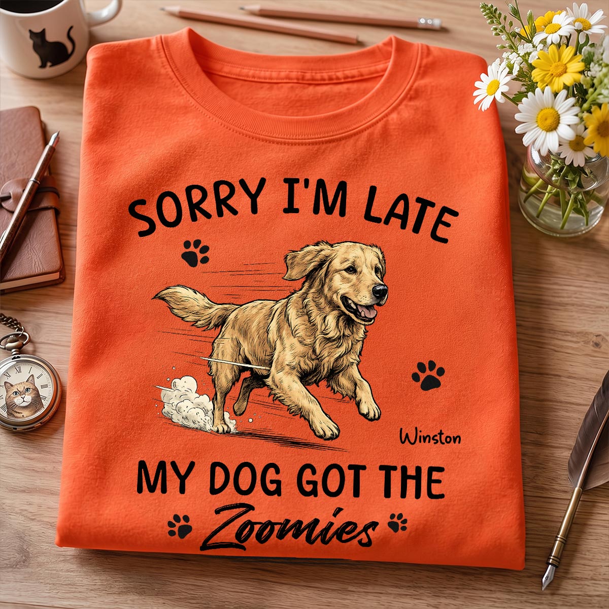 Sorry I'm Late My Dog Got The Zoomies Custom Pet Photo - Personalized Shirt - Funny Gift For Dog Lover